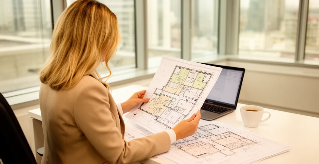 Responsable événementiel préparant un dossier de sécurité avec plans sur bureau